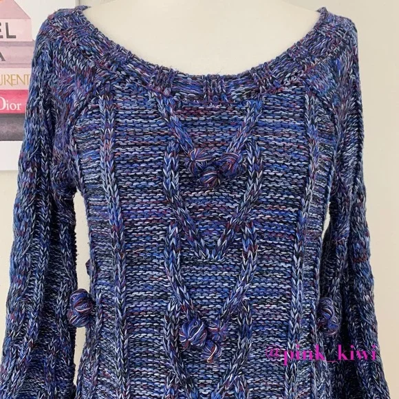 🆑 For Love and Lemons Knitz Indigo Mini Cable Dress - Picture 2 of 16